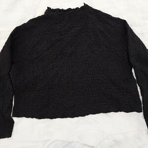 Chic Black Crinkle Women's Blouse